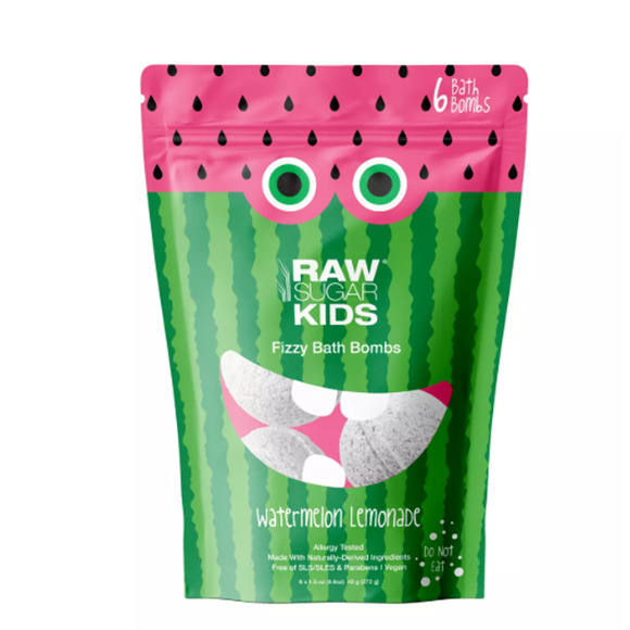 Raw Sugar Kids Fizzy Bath Bombs Watermelon Lemonade 6 Count Pack, 9.6 oz - Picture 1 of 10